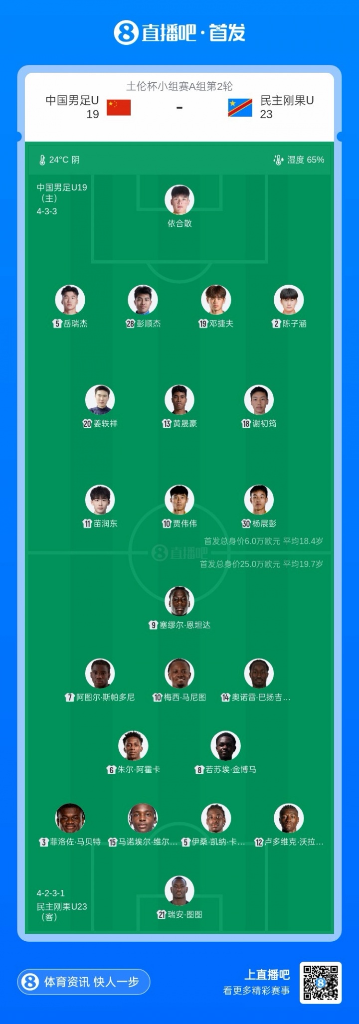 土伦杯U19国足再以小打大 首发11人先发对阵民主刚果U23 土伦杯U19国足再以小打大 首发11人先发对阵民主刚果U23