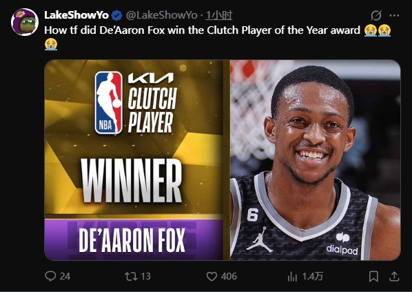 福克斯关键上篮遭封盖致马刺1-3落后 湖人媒体质疑其关键先生奖含金量
