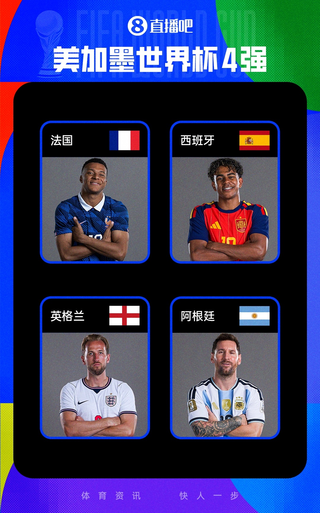 FIFA前四首次齐聚半决赛 法西英阿捉对厮杀创历史